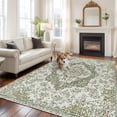thumbnail image 2 of Area Rug for Living Room, Sage Green Boho Non-Slip Indoor Large Carpet for Bedroom/Dining Room, Vintage Abstract Art Ethnic Tribe Washable Low-Profile Rectangle Floor Runner Rugs - 5 x 8 Ft, 2 of 8