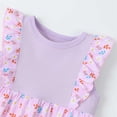 thumbnail image 6 of Mifsaly Little Girl Dresses Crewneck Flutter Sleeve Summer Dress Floral Print Patchwork Flowy Everyday Wear Sweet Sundress, 6 of 8