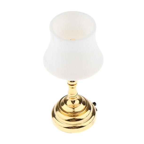 Alomejor Lampe Miniature de Maison de Poupée 1:12, Lampe de Bureau LED en  Métal à Piles avec Interrupteur Marche/arrêt pour Maison de Poupée