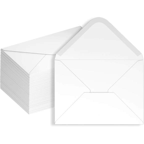 50 Pack 4x6 Envelopes White,Contour Flap A4 Envelope, 120gsm Thick Paper Invitation Envelopes for to School,Birthday,Wedding RSVP Cards,Photos,Postcards,Greeting Cards,Mailing