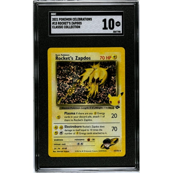 2021 Pokémon Sword & Shield Celebrations Rocket's Zapdos #15/132 SGC 10