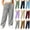 Gray, variant on Setooff Solid Elastic Drawstring Waist Womens Wide Leg Pants, Soft Casual Side Pocket Straight Loose Sweatpants Women Flow Pants for Women Womens Pants Plus Size