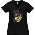 thumbnail image 3 of Inktastic Mardi Gras Skull with Cigar Women's Plus Size V-Neck T-Shirt, 3 of 5