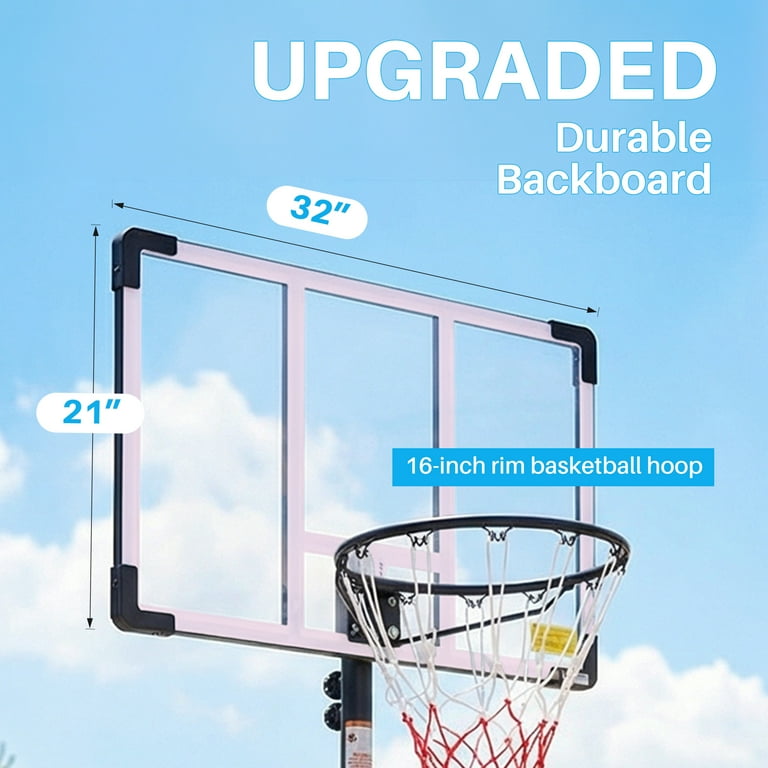 HOOP 5 EDX 5ft-8.5ft Height-Adjustable Basketball Hoops, Outdoor Portable