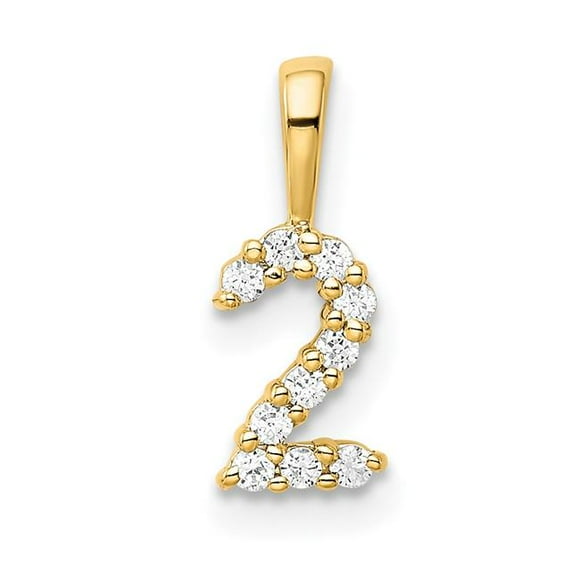 Quality Gold PM8369-2-010-YA Pendentif en Or Jaune 14K avec Diamant Numéro 2
