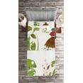 thumbnail image 2 of Ambesonne Animal Quilted Coverlet 2 Pcs, Snake Frog Ninja Reptile, Twin Size, Green Brown Red, 2 of 2