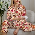 thumbnail image 6 of Pofeuu Skull Retro record lips Print Womens Pajamas Set Long Sleeve Sleepwear Button Down Nightwear Soft Pj Lounge Sets Button Down Pajamas Women-X-Large, 6 of 7