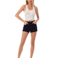 thumbnail image 3 of MixMatchy Women's Solid Sleeveless Rib Knit Scoop Neck Button Up Stretch Crop Tank Top, 3 of 5