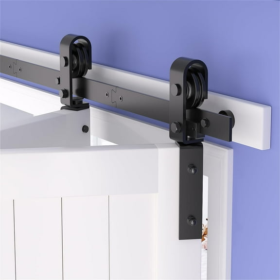 SKYSEN 36" Bifold Barn Door Hardware Kit - Space Saving Folding Design, Corrosion-Resistant Black Spraying(bifold-36-2) C63