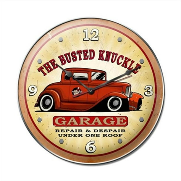 Past Time Signs BUST024 Cassé Hot Rod Garage Automobile Vintage Horloge en Métal