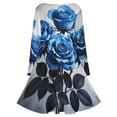 thumbnail image 5 of Blue Rose Long Sleeve Dresses For Women Vintage Elegant Party Dress Oversized V-neck Dress S-8XL, 5 of 7