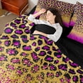 thumbnail image 4 of Homewish Glitter Leopard Print Bedding Comforter Set 7pcs, Modern Fashion Polkadots King Bedding Sets, Gold Fuchsia Diamond Reversible Bed Sheets, Super Cozy Room Decor, 4 of 7