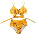 thumbnail image 3 of Maillots de Bain 2 Pcs pour Femmes Taille Haute Croisée Imprimé Floral, 3 of 8