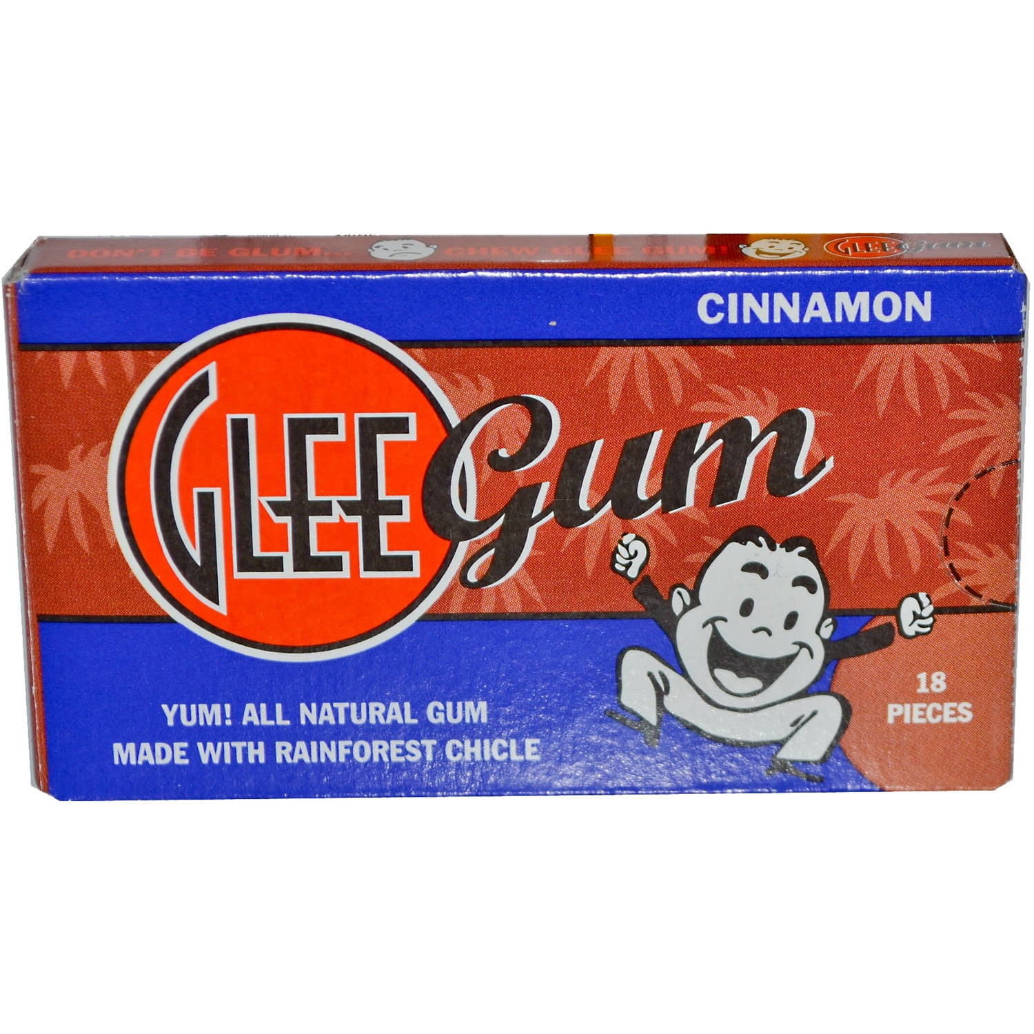 Glee Gum Cinnamon Natural Chewing Gum, 18 count, (Pack of 6)