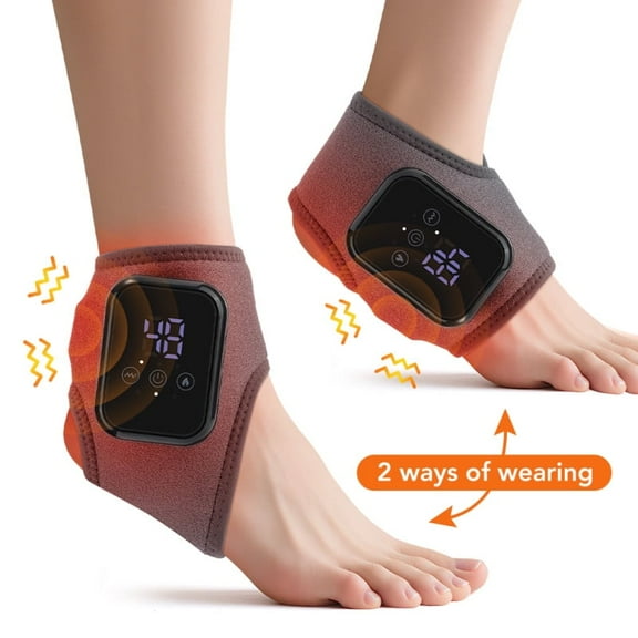 2 PCS Heated Ankle Wrap with Vibration, Cordless Ankle Foot Massager, 3 Heat Settings (118-136°F) & 3 Massage Modes, Rechargeable & Portable Ankle Heating Pad, Breathable & Adjustable Fit