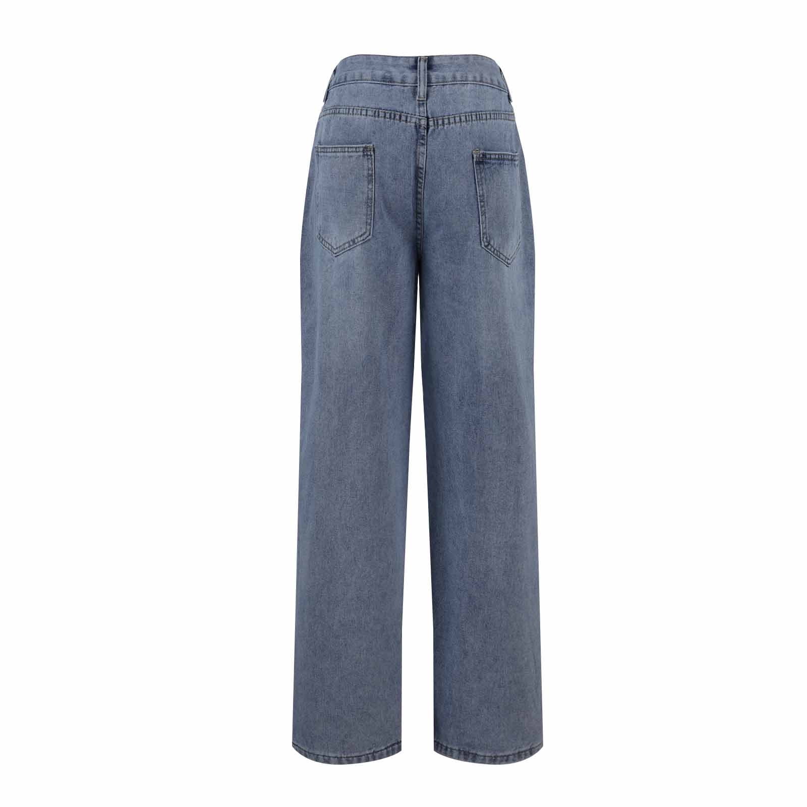UAMVSH Denim Pants for Women Baggy Straight Wide Leg Jean Pants
