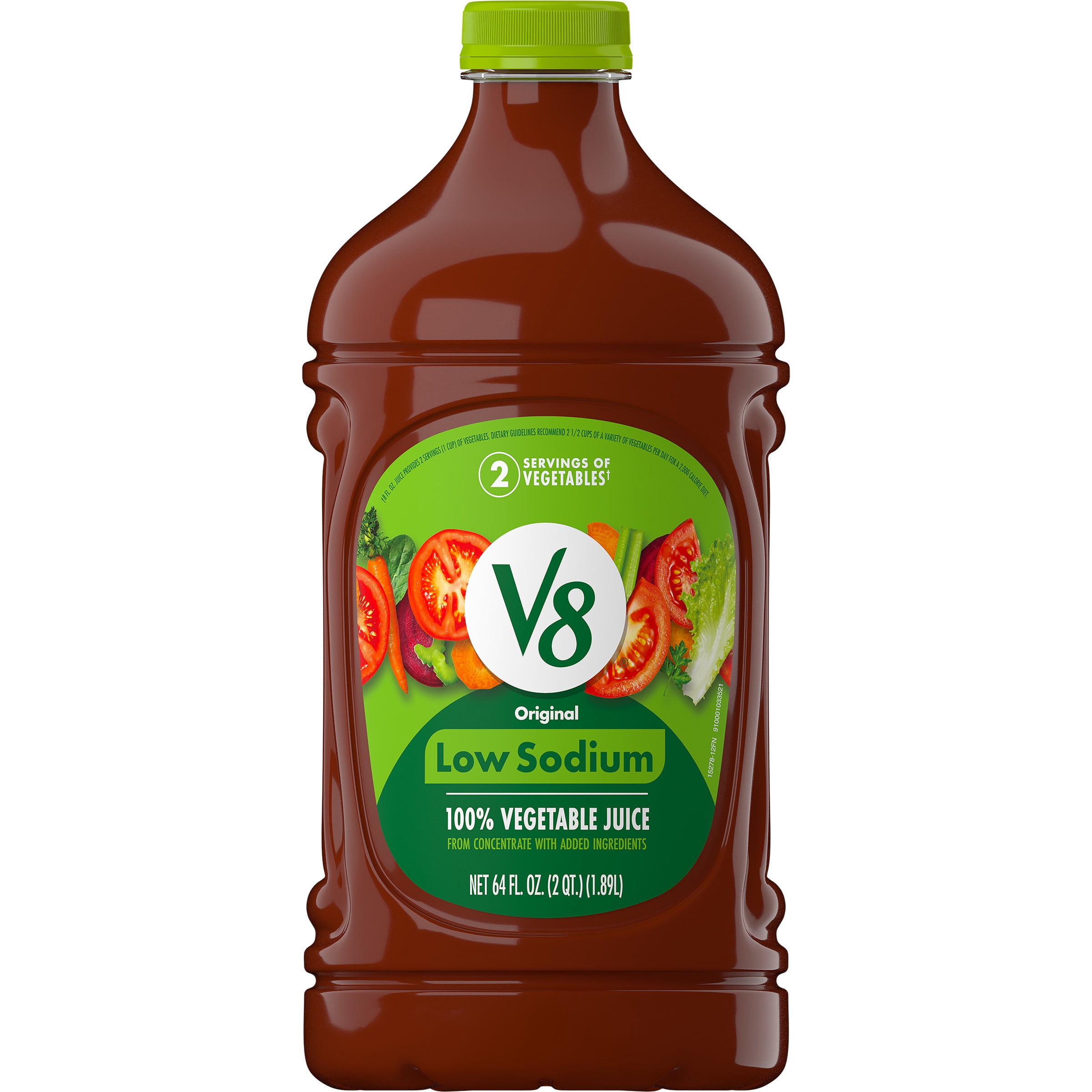 (2 pack) V8 Low Sodium Original 100% Vegetable Juice, 64 fl oz Bottle