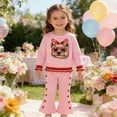 thumbnail image 4 of WOYY Valentine's Day Girls Outfits Cute Cartoon Puppy Print Sweatshirt Flared Pants Set, Sizes 2-3T, 4 of 8