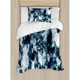 thumbnail image 3 of Marble Duvet Cover Set Queen Size, Unusual Gemstone Onyx Rock Nature Pattern with Vintage Paintbrush Effects, Decorative 3 Piece Bedding Set with 2 Pillow Shams, Slate Blue Pearl, by Ambesonne, 3 of 3