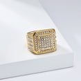 thumbnail image 3 of Flydeer Rings for Men Titanium Steel Hip Hop Iced Out Rings Square Yellow Men Rings Punk Ring Club ring Size 11, 3 of 8