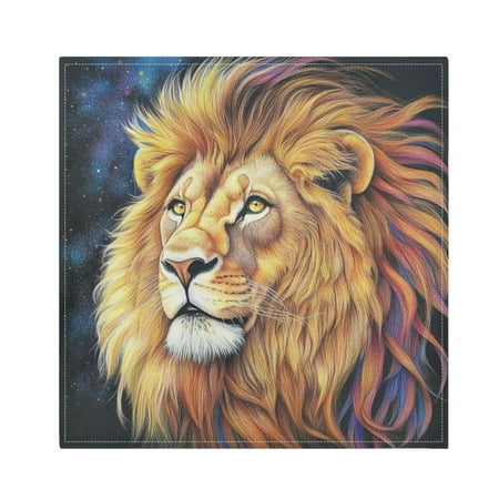 

Satin Polyester Napkins - 20x20 InchSingle-Sided Printed Napkins 1-Piece/4-Piece/6-Piece Set DIY Personalized Table Setting，A Huge Lion