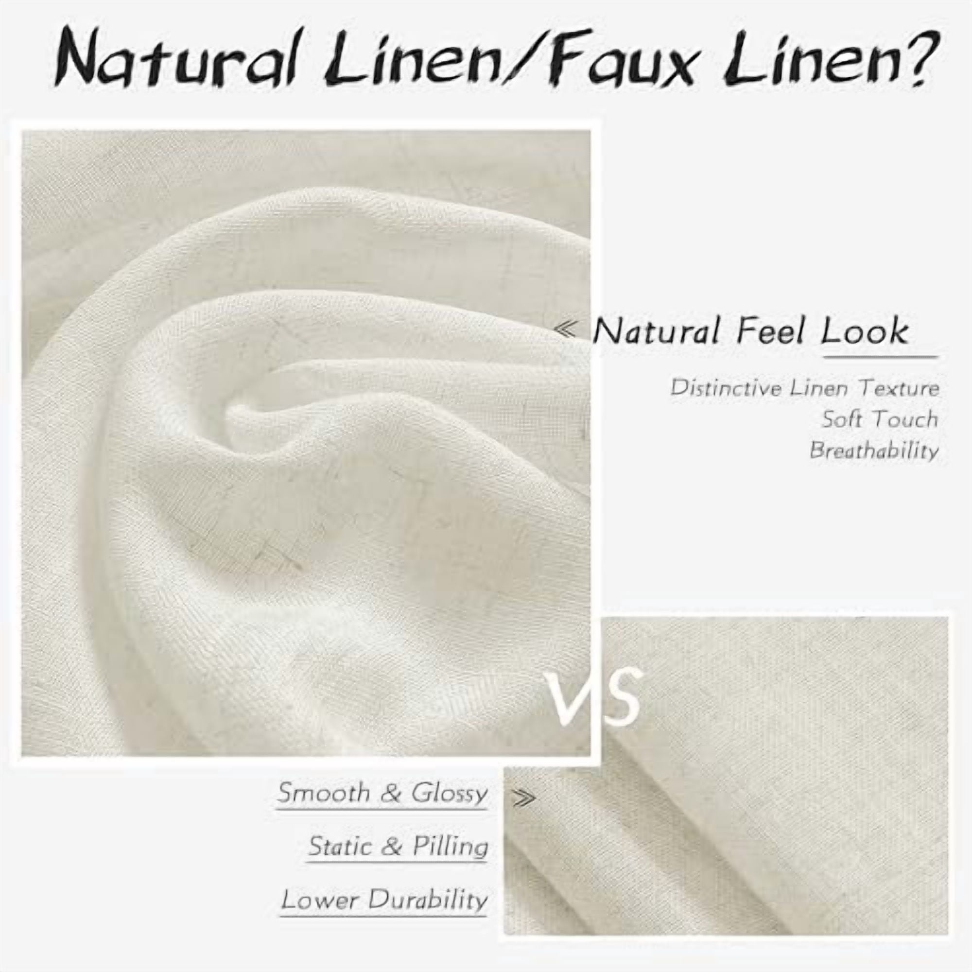 Warm Beige Linen Semi Sheer Curtains 90 Inches Length Light Filtering Neutral Farmhouse Boho Rod Pocket Back Tab Hook Belt Clip Rings Window Drapes for Bedroom Living Room 2 Panels 52x90