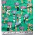 thumbnail image 2 of Soimoi Green polyester Crepe Fabric Monsoon Theme Human Figure Print Fabric by Yard 42 Inch Wide, 2 of 3