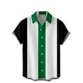 thumbnail image 2 of YLSDY Hawaiian Bowling Shirts for Men Short Sleeve Button Down Shirt Casual Beach Summer Shirts Retro Striped Vacation Tops Green 4, 2 of 3