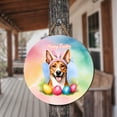 thumbnail image 3 of Happy Easter Basenji with Bunny Ear Headband and Flowers Round Wood Sign African Barkless Dog Lover Hanging Wall Home Decor - 13001, 3 of 5