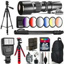 500mm Telephoto Lens for Nikon D3300 D3400 Flash 72" Monopad - 32GB Kit (International Version)