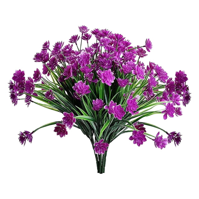 Plantas artificiales de plástico, flores artificiales, 6 piezas, para exteriores y hogar