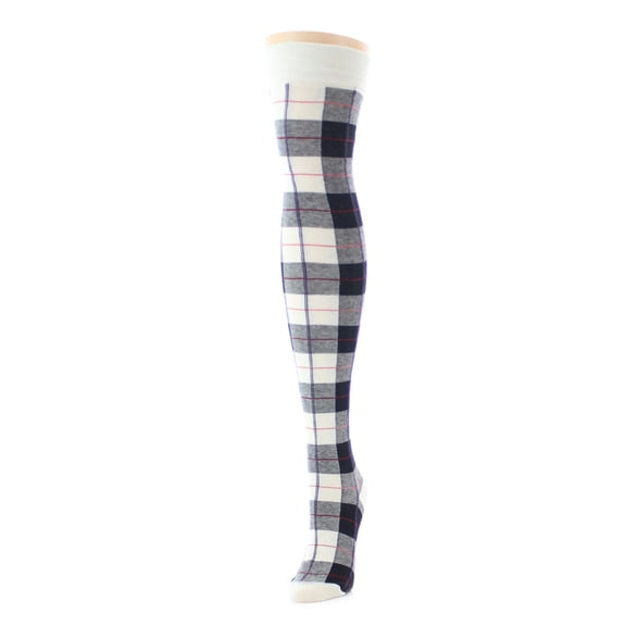 MeMoi Famous Tartan Plaid Over The Knee Warm Socks - Womens - Female, One Size, Black