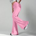 thumbnail image 6 of WTOBBY Ladies Fashion Loose Drawstring Waist Solid Color Cargo Pants Leisure Flares Casual Wear with Utility Pockets,Pink 2XL, 6 of 6