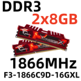 thumbnail image 1 of G.SKILL RipjawsX DDR3 1866MHz RAM 16GB Desktop Memory DIMM for PC,2x8GB,F3-1866C9D-16GXL, 1 of 4