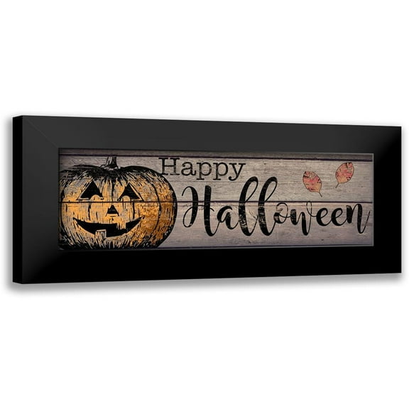 CAD Designs 14x7 Black Modern Framed Museum Art Print Titled - Happy Halloween