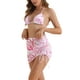 thumbnail image 4 of Conjuntos de bikini de contraste para mujer Inspire Chic de 3 piezas, con lazo en la espalda, parte inferior triangular, trajes de baño, talla X pequeña, rosa oscuro, 4 of 5