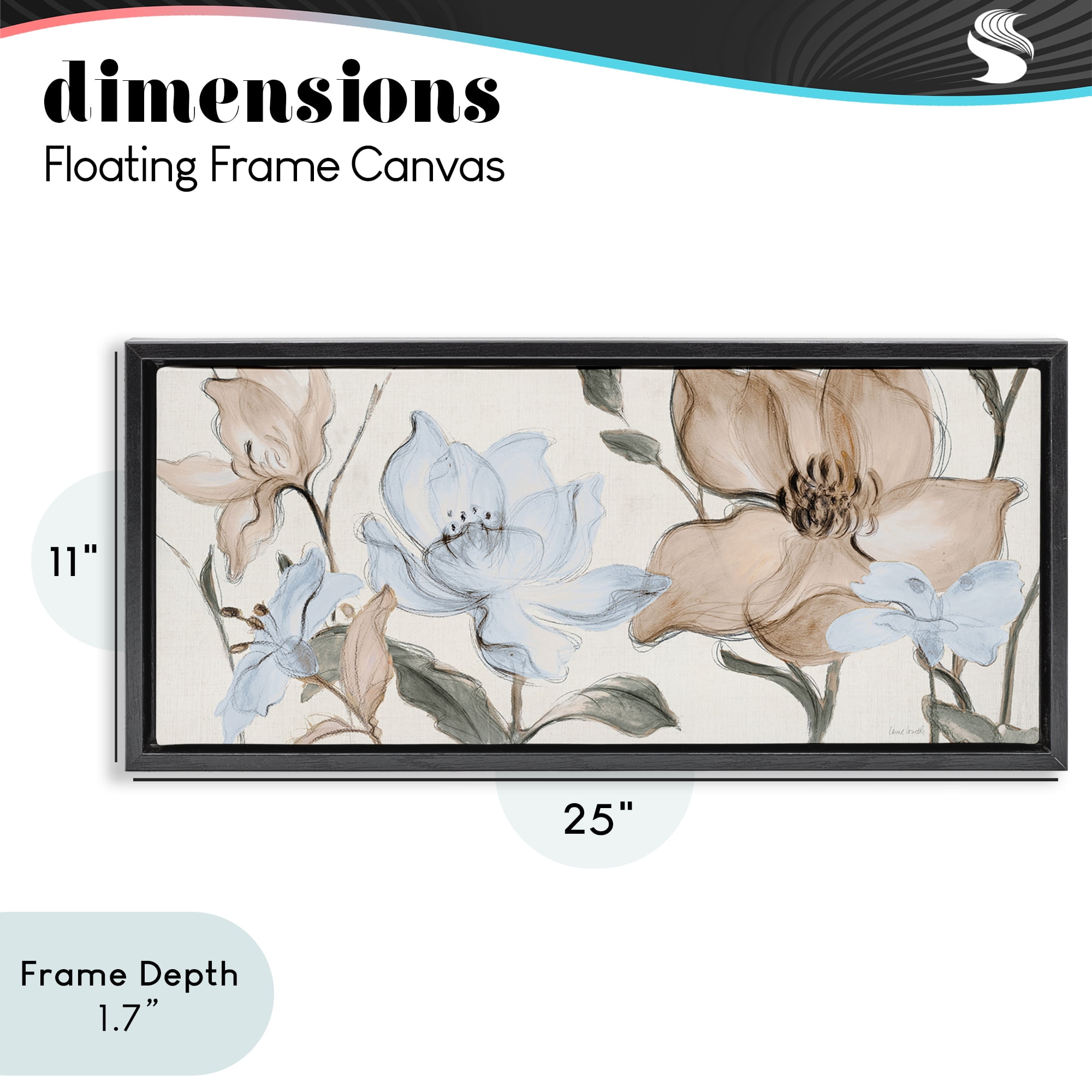 Stupell Industries Soft Whispering Florals Black Framed Floater Canvas Wall Art, design by Lanie Loreth