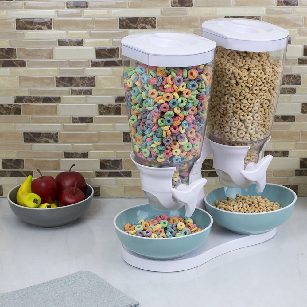 Home Basics Double Cereal Dispenser, White