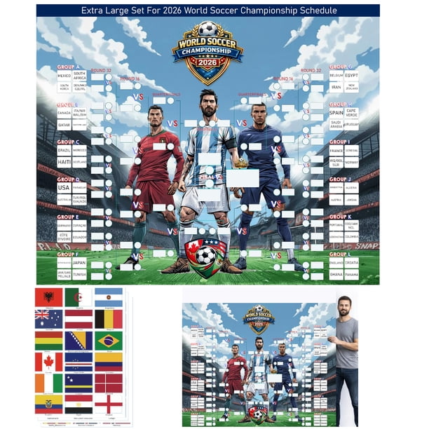Póster calendario del Mundial 2026 Mascotwish 160 x 125 cm