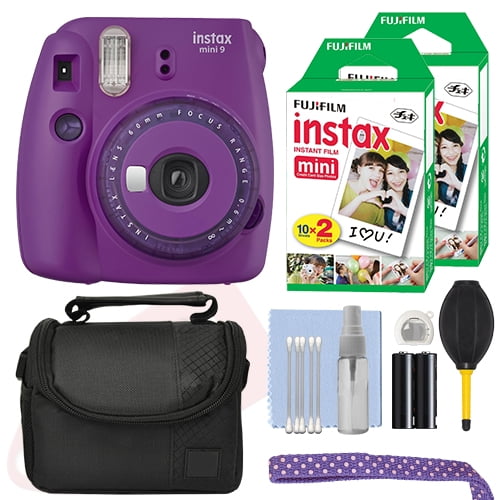 Persona convergentie zeevruchten Fujifilm Instax Mini 9 Instant Film Camera Clear Purple + 40 Film Accessory  Kit - Walmart.com
