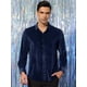 thumbnail image 2 of Camisas de terciopelo de vestir para hombre, camisas formales sólidas de ajuste clásico con botones de manga larga Armada S Unique Bargains Camisa, 2 of 6