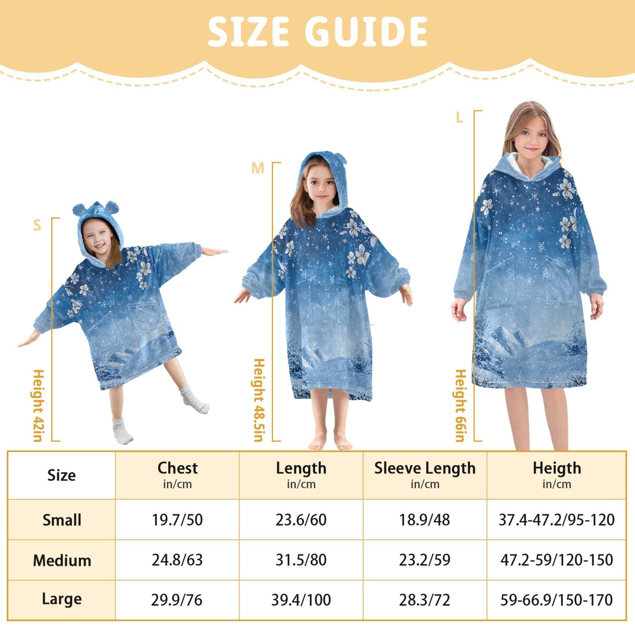 joogoo Wearable Blanket Hoodie Winter Flowers for Flannel Sherpa Pocket 3-14 YR S