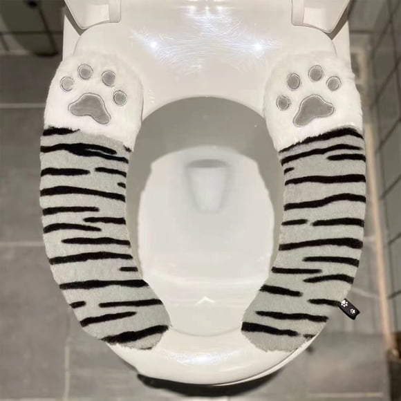 Blateno Housse de Siège de Toilette en Peluche Lavable et Réutilisable Coussin Chauffant pour Siège de Toilette Installation Facile s'Adapte à Tous les Sièges de Toilette Décoration de Salle de Bain Housse de Siège de Toilette
