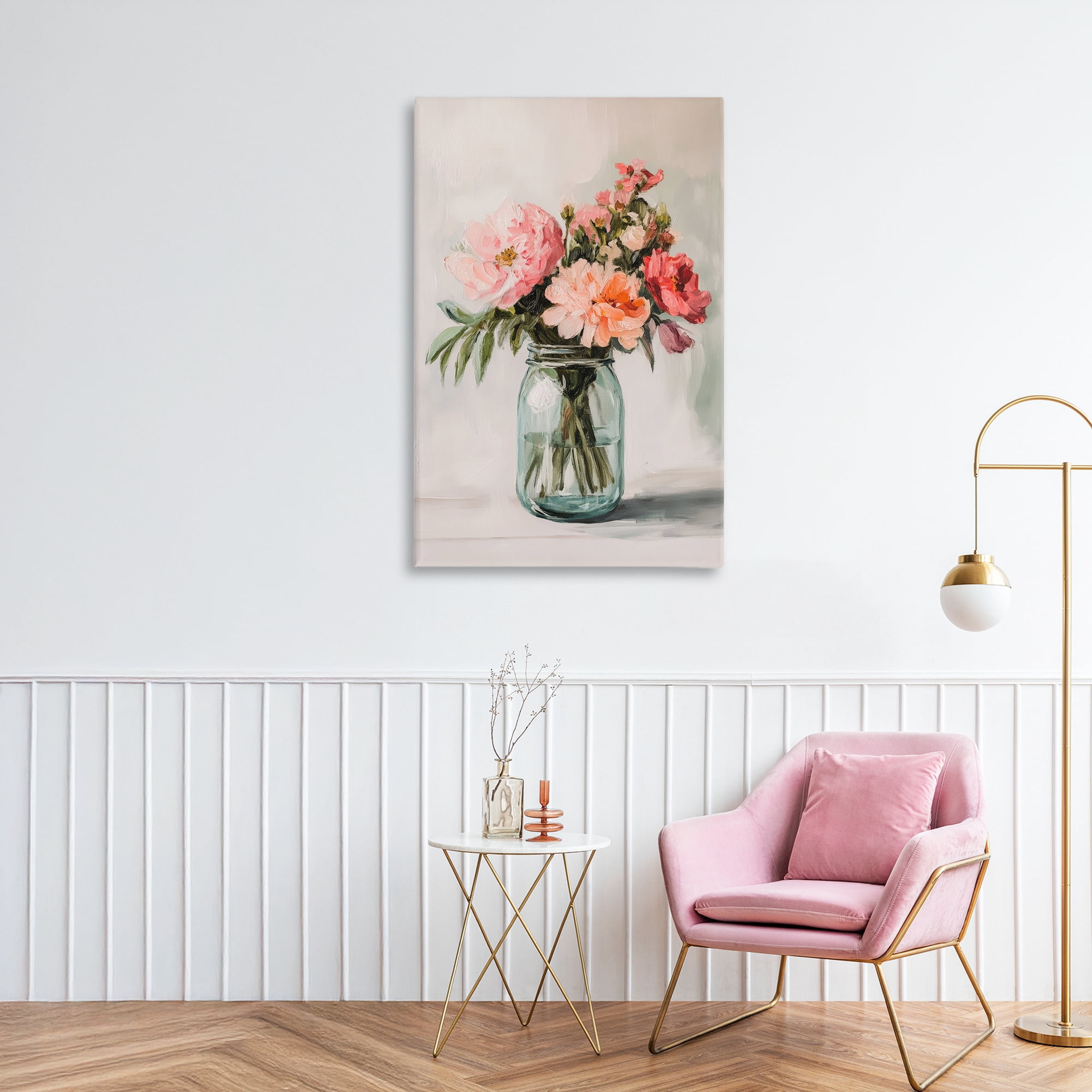 Stupell Industries Pink Flower Stems in Jar Canvas Wall Art, design by Petal Prints Design