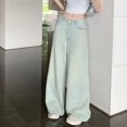 thumbnail image 1 of Pantalones vaqueros holgados de pierna ancha para mujer, Jeans Vintage desgastados, Color claro americano, longitud completa, Y2k, cintura baja, lavados, 1 of 5