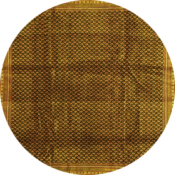 Ahgly Company Indoor Round Abstract Yellow Contemporary Area Rugs, 5' Round