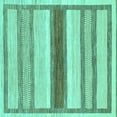 thumbnail image 1 of Ahgly Company Machine Washable Indoor Square Abstract Turquoise Blue Modern Area Rugs, 3' Square, 1 of 4