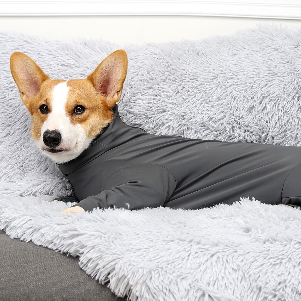 Dog Onesie After Surgery Pet Surgical Recovery Suit Anti Shedding Bodysuit for Female Male Dog Long Sleeve Claming Pajamas with Legs Grey/XL