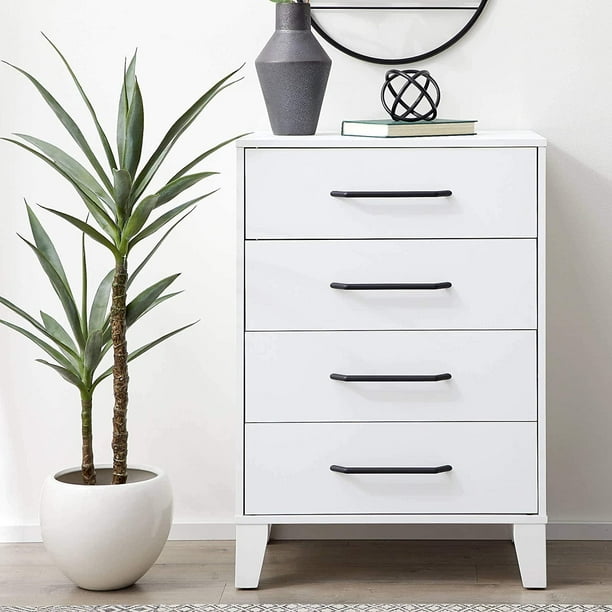 Four Drawer Bedroom Modern Design Easy, Modern Furniture White Dresser