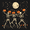 Black Halloween Dancing Skeleton, variant on Yayeee 6 PCS Drink Coasters with Holder Set Woven Absorbent Round Tabletop Hot Pad, Black Halloween Dancing Skeleton